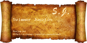 Svimmer Jusztin névjegykártya